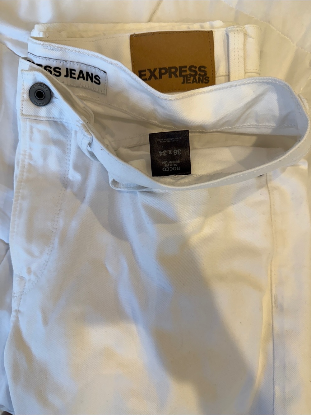 ⚓️Express Men’s Slim White Jeans 36 X 34